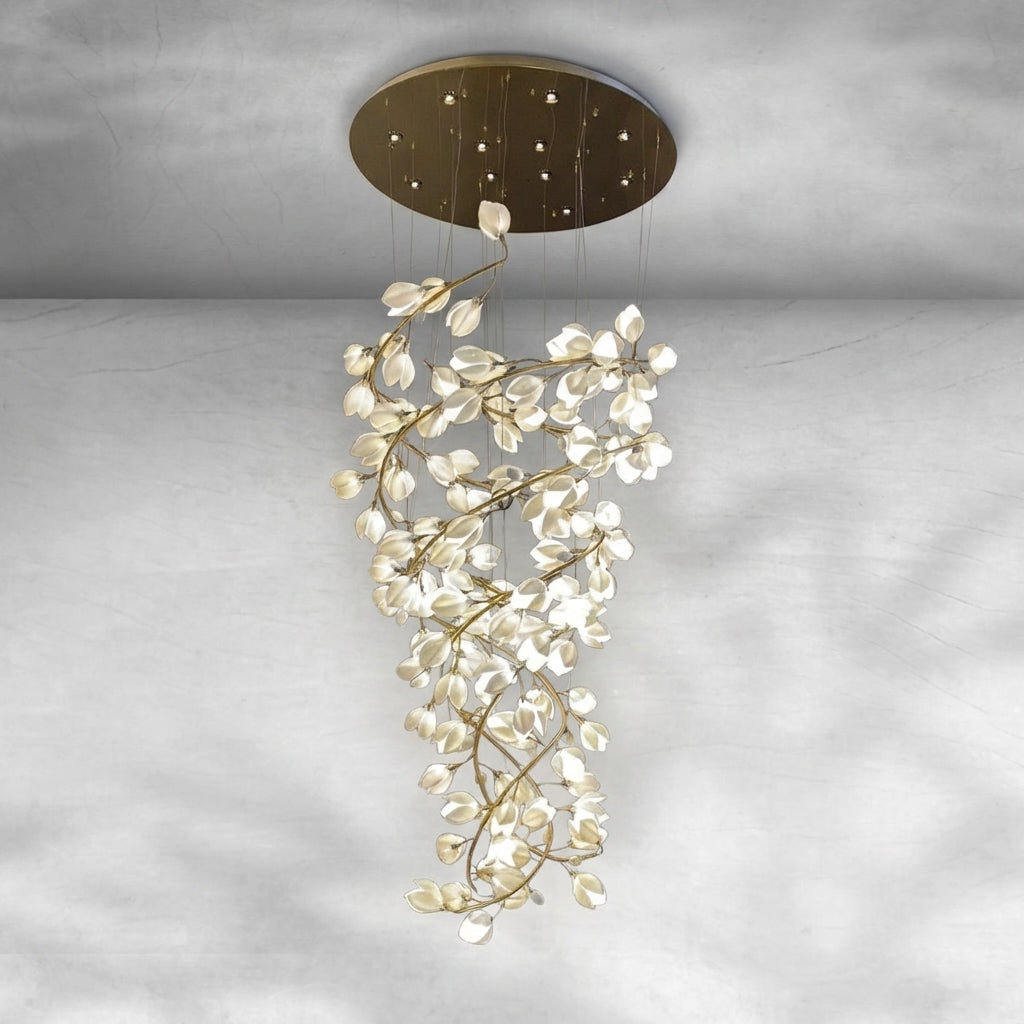Luster Gaze Magnolia Bloom Spiral Grand Chandelier - Background Shot