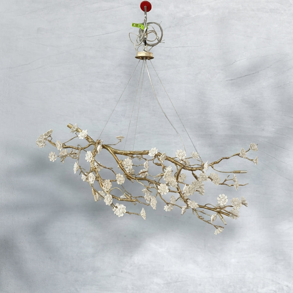 Luster Gaze Blossom Branch Brass & Ceramic Chandelier - Background Shot