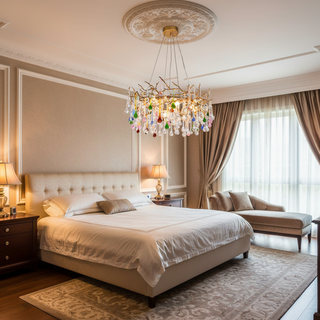 Luster Gaze Verdant Canopy Crystal Branch Chandelier - luxurious American master suite