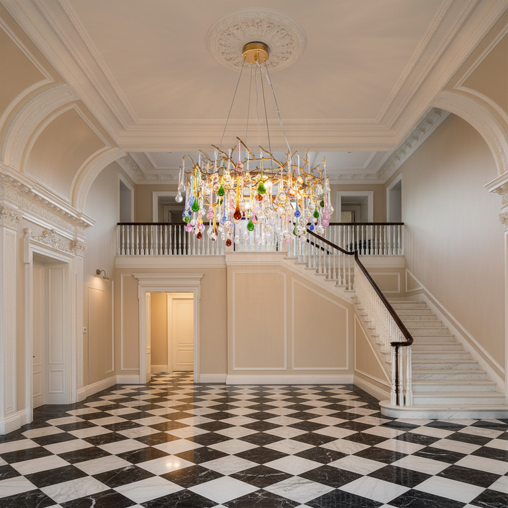 Luster Gaze Verdant Canopy Crystal Branch Chandelier - grand American estate foyer