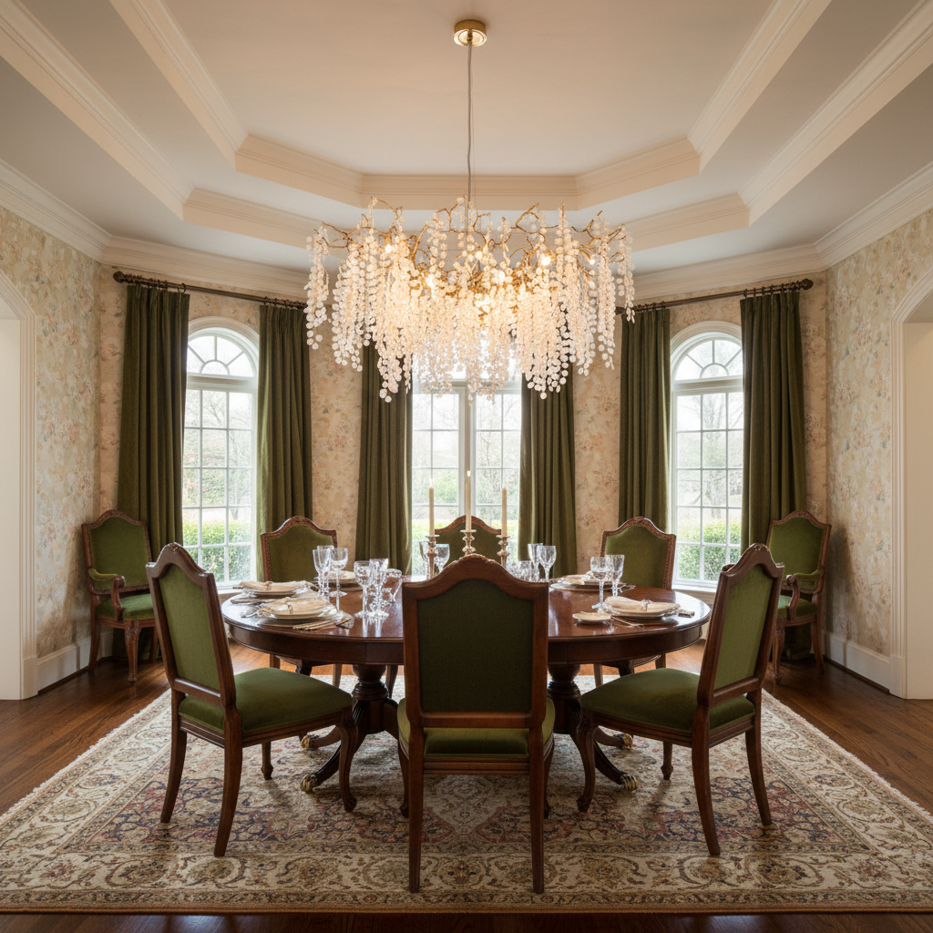Luster Gaze Veridian Branch Crystal Chandelier - formal American dining room
