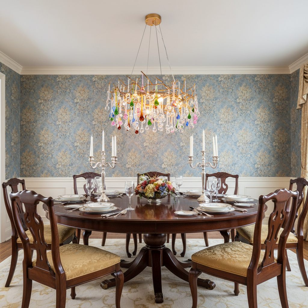 Luster Gaze Avis Colorful Crystal Rain Branch Chandelier - formal American dining room