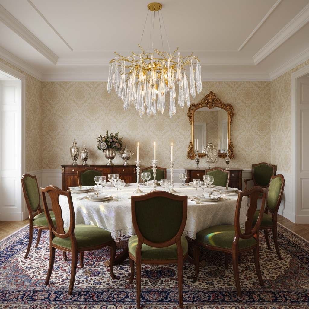 Luster Gaze Veridian Bloom Round Branch Chandelier - formal American dining room