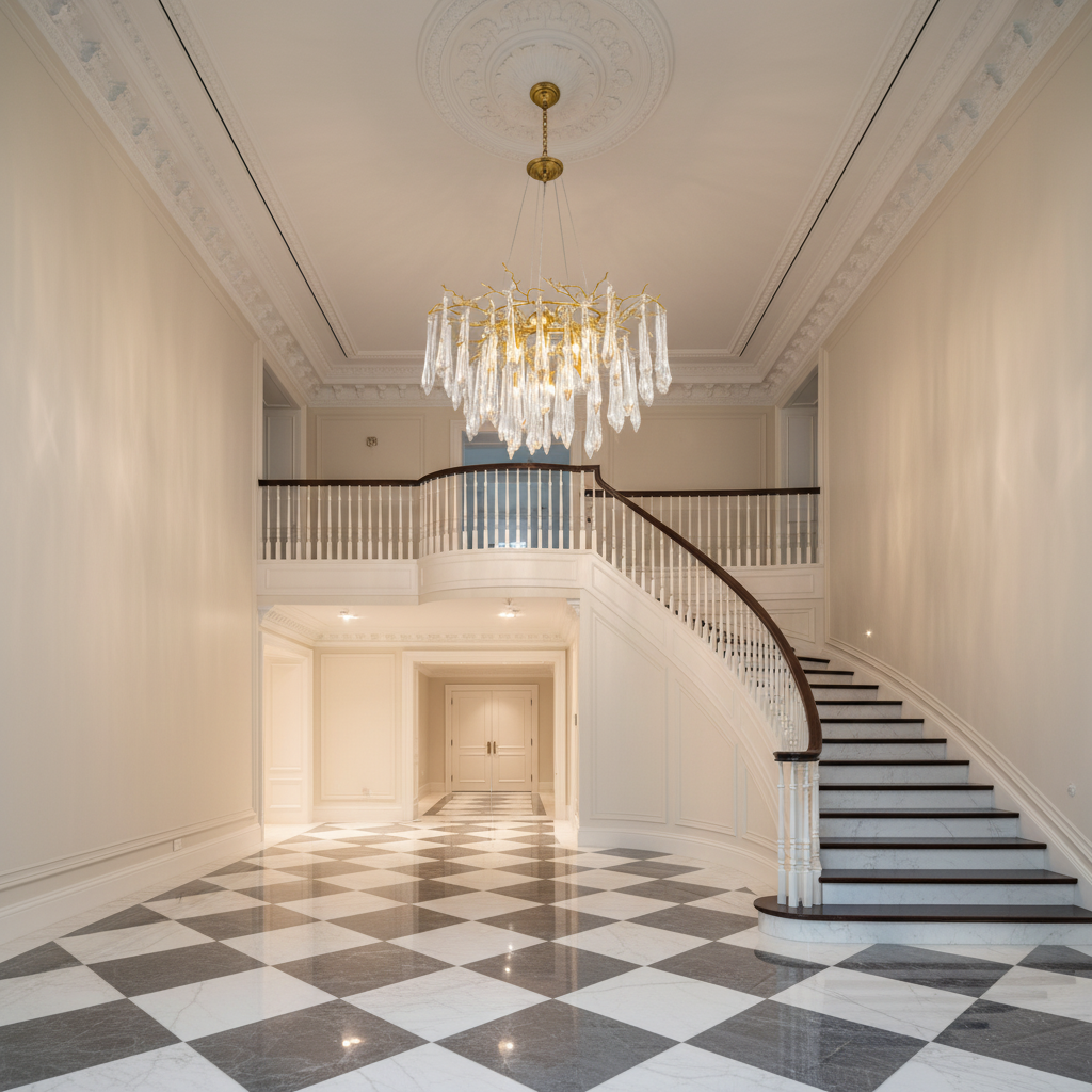 Luster Gaze Veridian Bloom Round Branch Chandelier - grand American estate foyer