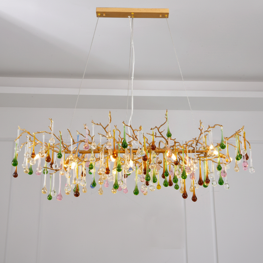 Luster Gaze Avis Colorful Crystal Linear Branch Chandelier For Living Room - Studio Shot