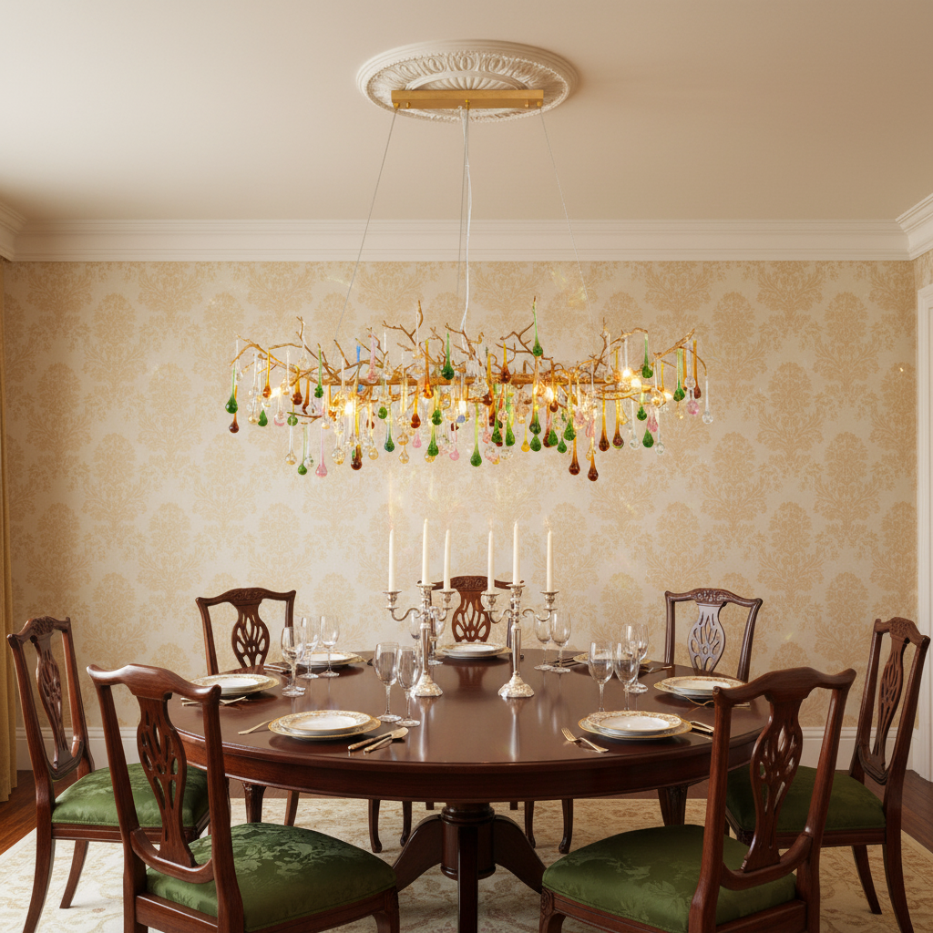 Luster Gaze Avis Colorful Crystal Linear Branch Chandelier For Living Room - Scene