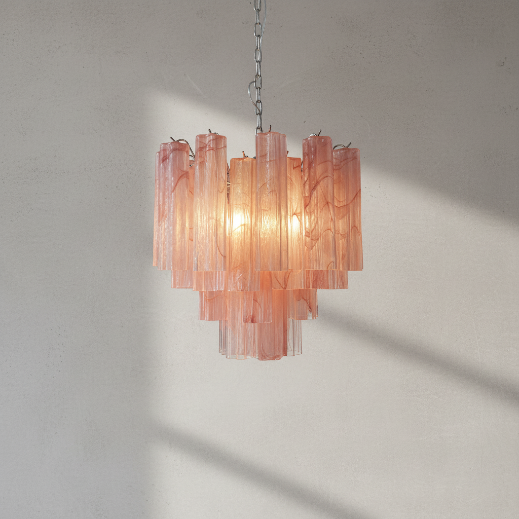Luster Gaze Rosewater Murano Glass Chandelier - Background Shot