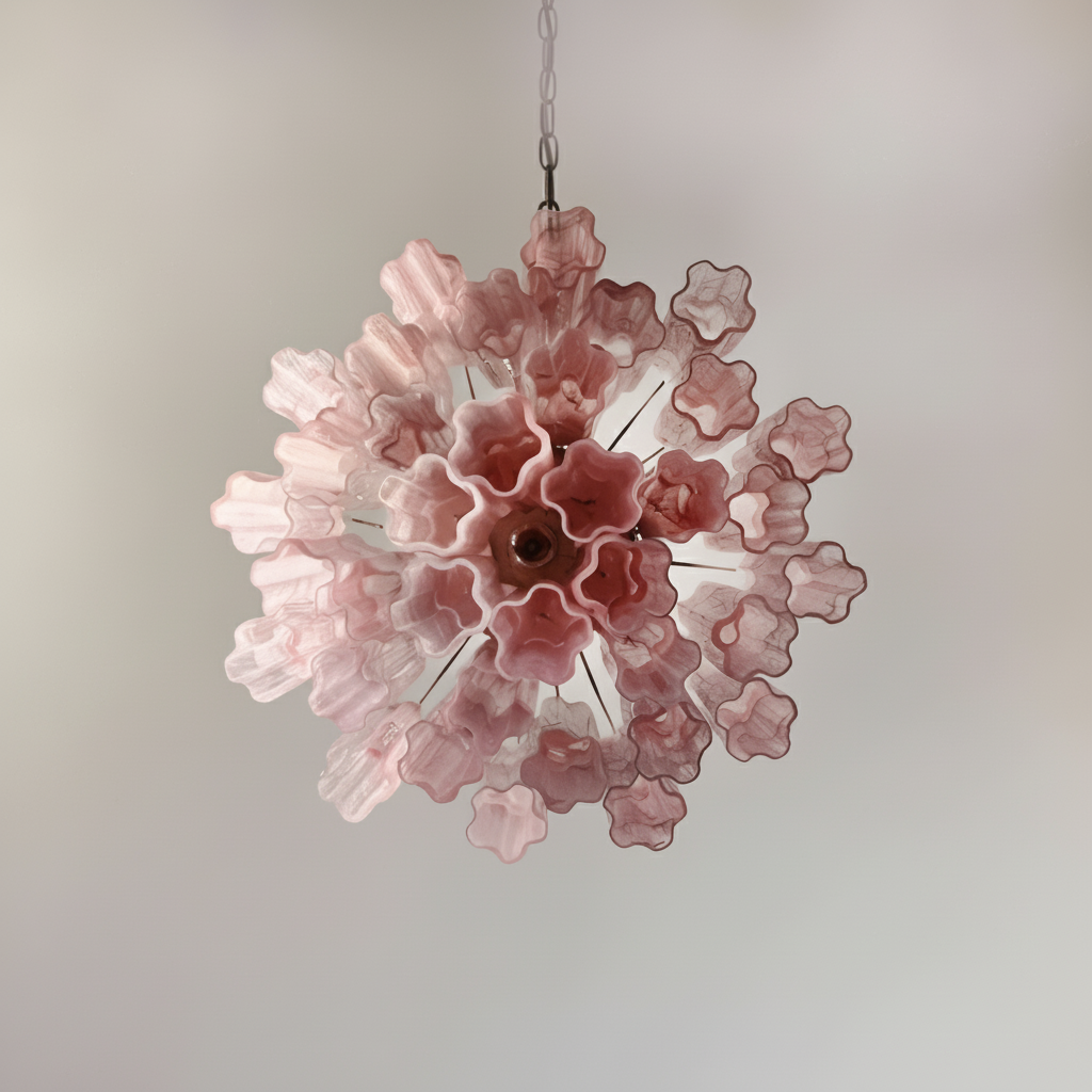 Luster Gaze Rosewater Murano Glass Chandelier - Background Shot