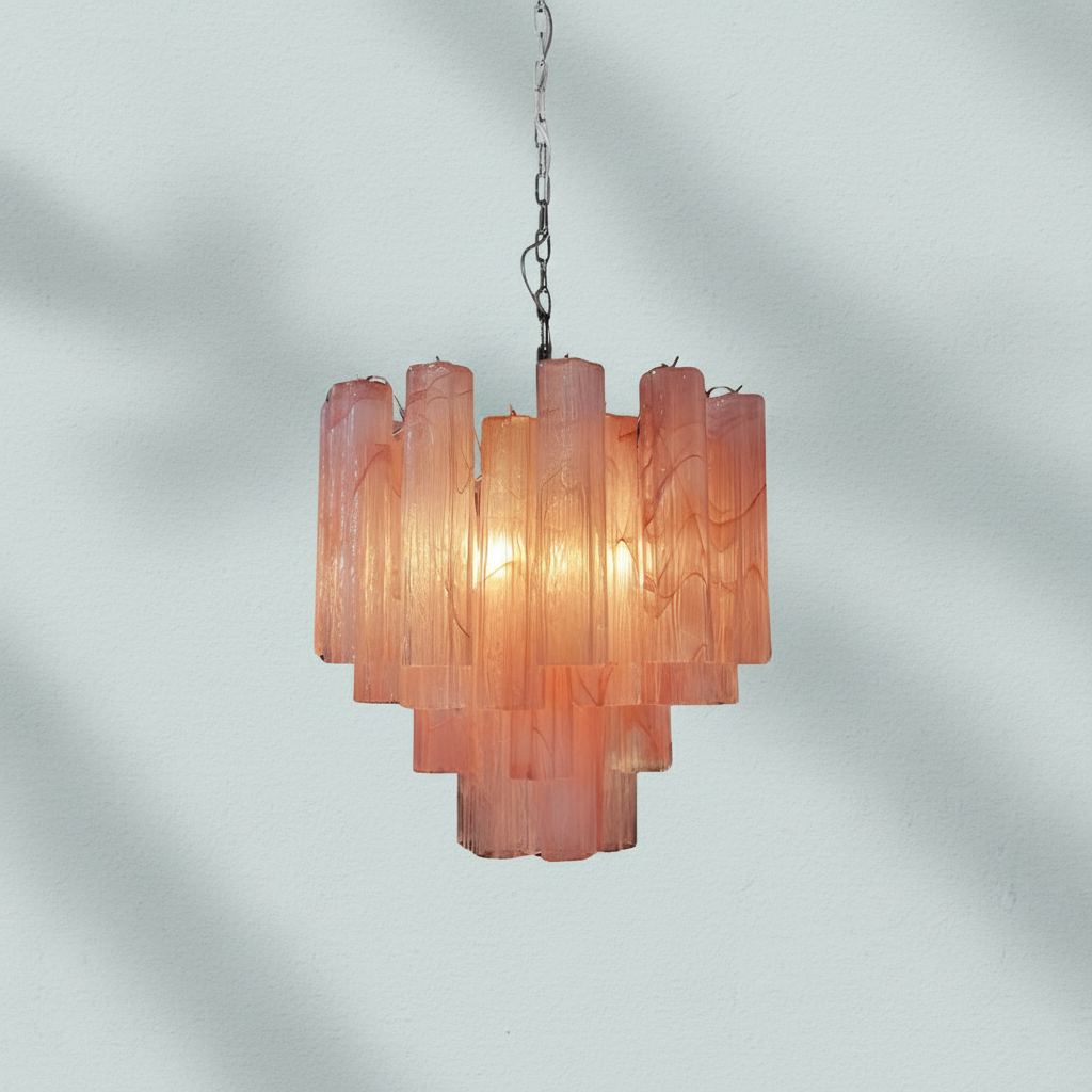 Luster Gaze Rosewater Murano Glass Chandelier - Background Shot