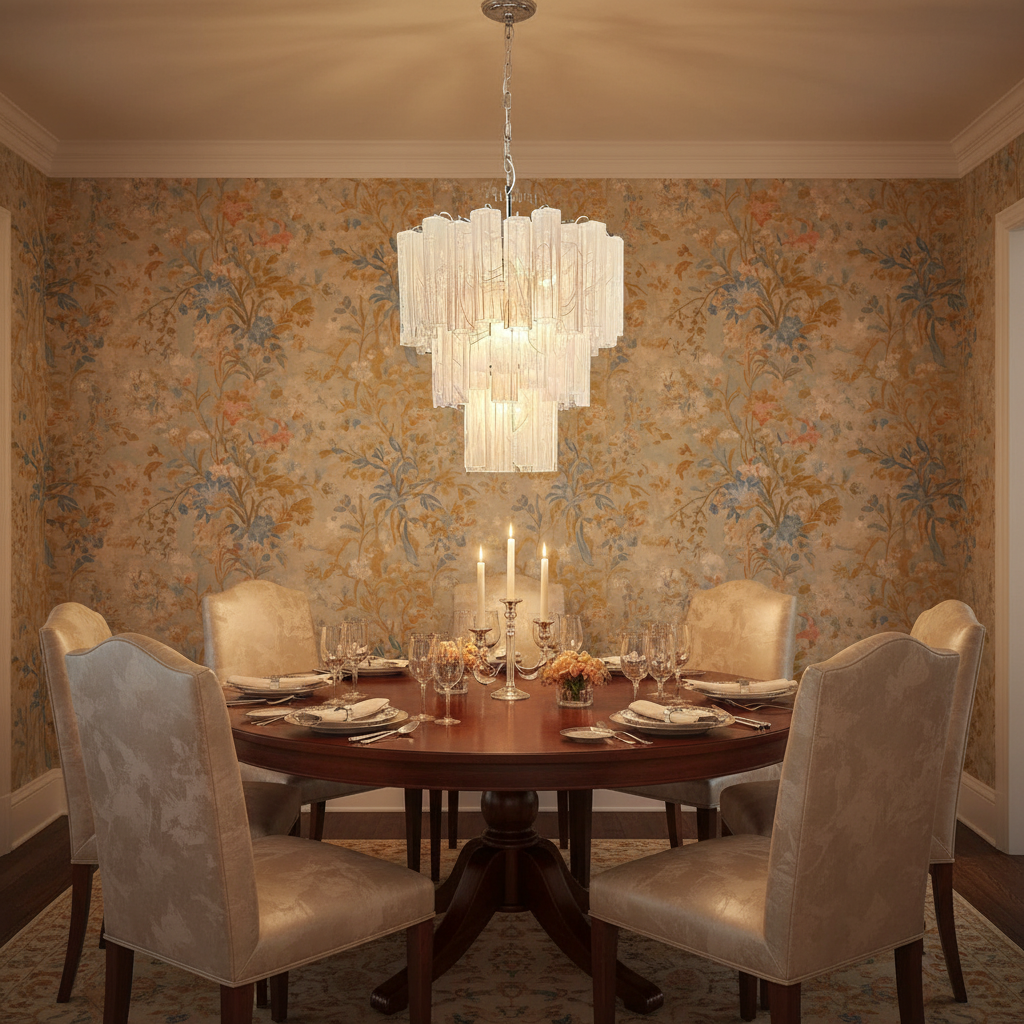 Luster Gaze Alabaster Bloom Grand Chandelier - formal American dining room