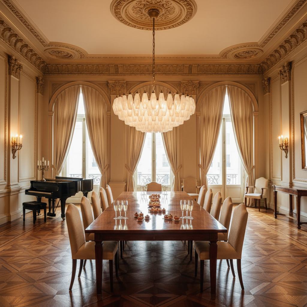Luster Gaze Alabaster Prism Grand Chandelier - American ballroom or formal entertaining space