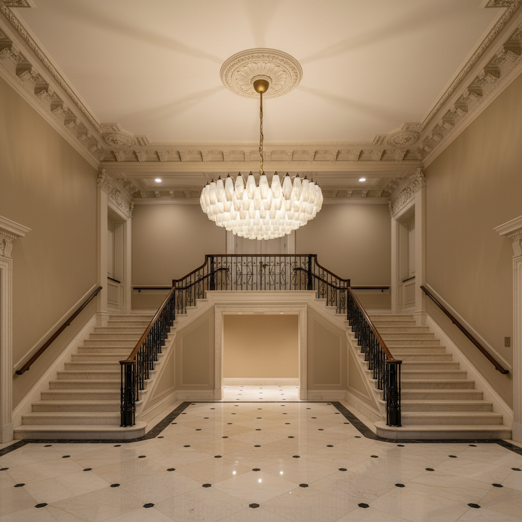 Luster Gaze Murano Chandelier – Poliedri – 185 glass – White Alabaster - Scene