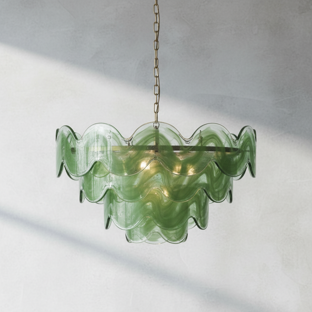 Luster Gaze Verdant Aura Glass Disk Chandelier - Background Shot