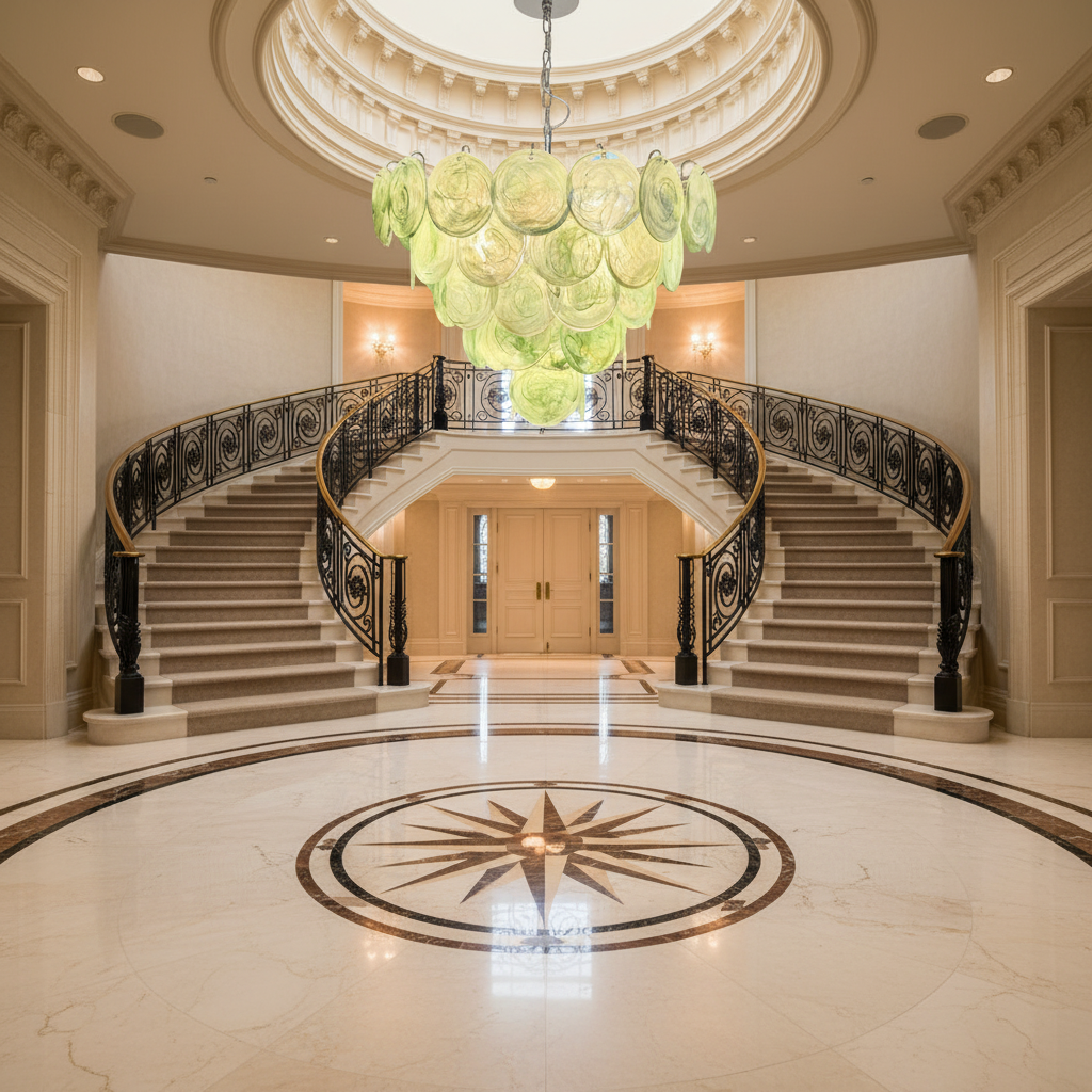 Luster Gaze Murano Chandelier 57 Green - grand American foyer with two-story ceiling