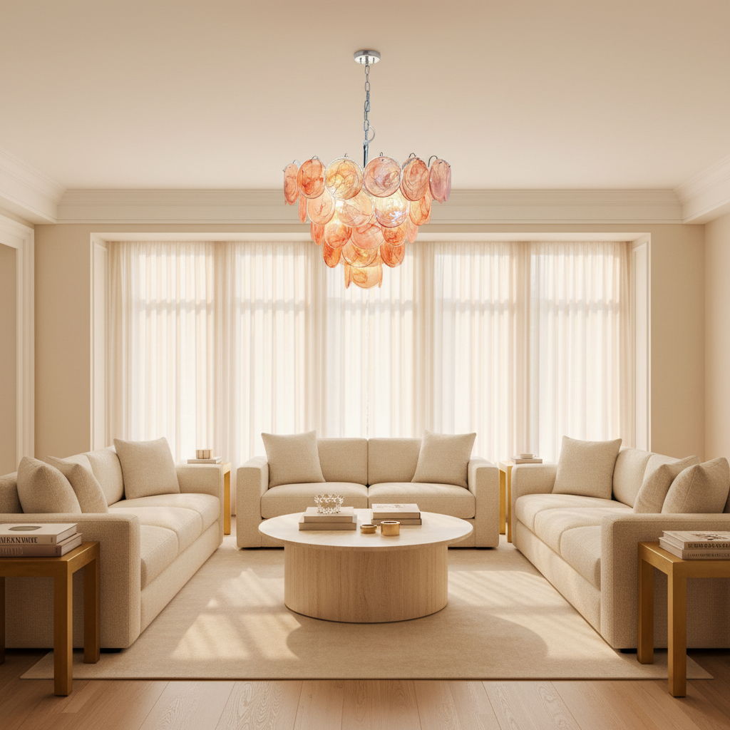 Luster Gaze Rose Alabaster Grand Chandelier - sophisticated American living room