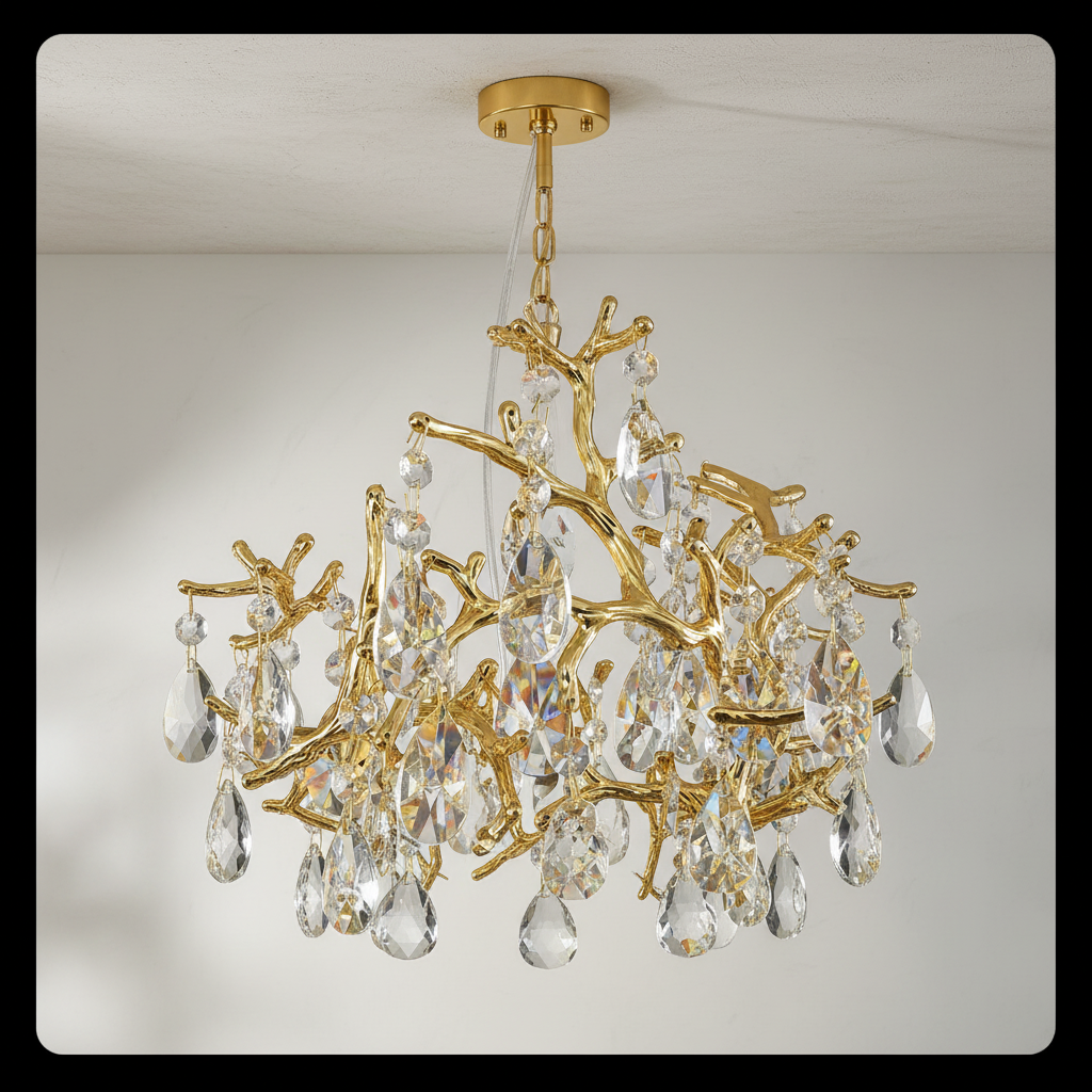 Luster Gaze Gilded Branch Crystal Chandelier - Background Shot