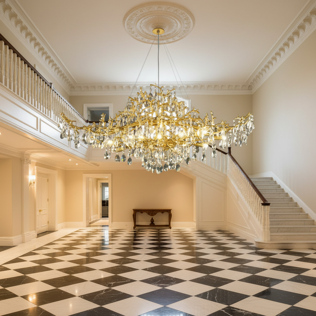 Luster Gaze Bessa Modern Large Gold Crystal Branch Chandelier - grand American estate foyer