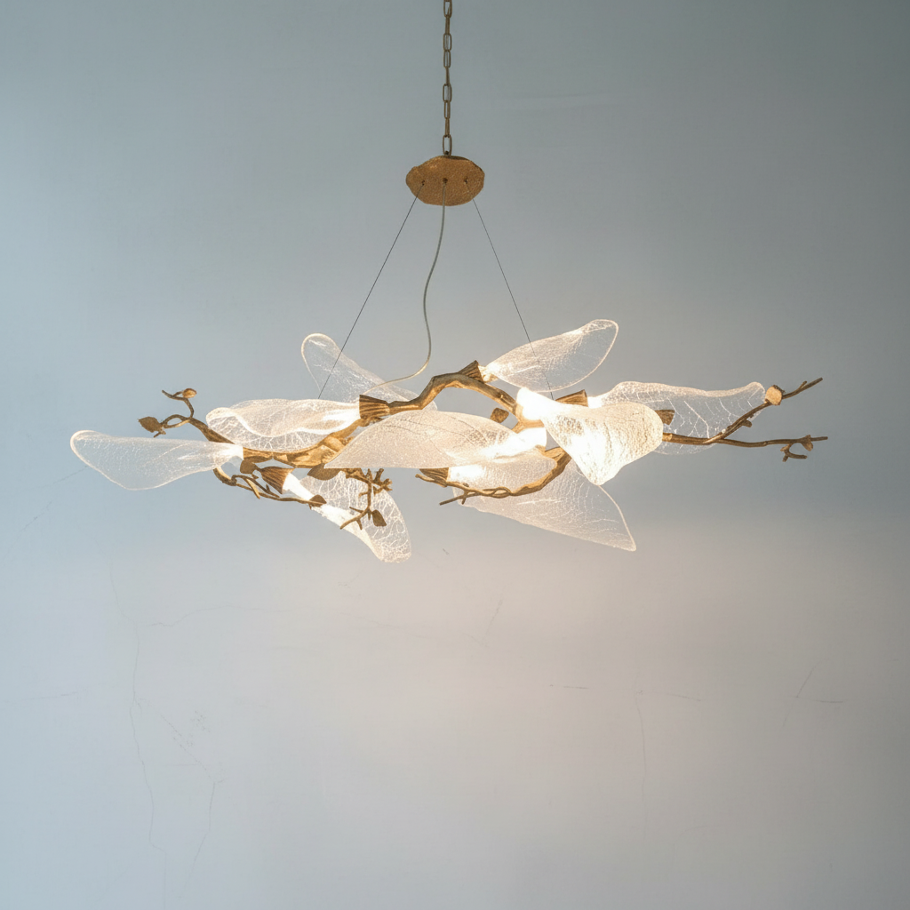 Luster Gaze Verdant Petal Resin Chandelier - Background Shot