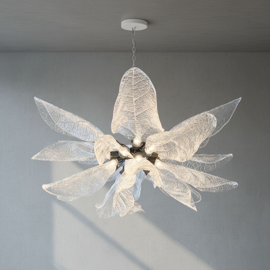 Luster Gaze Verdant Petal Resin Chandelier - Background Shot