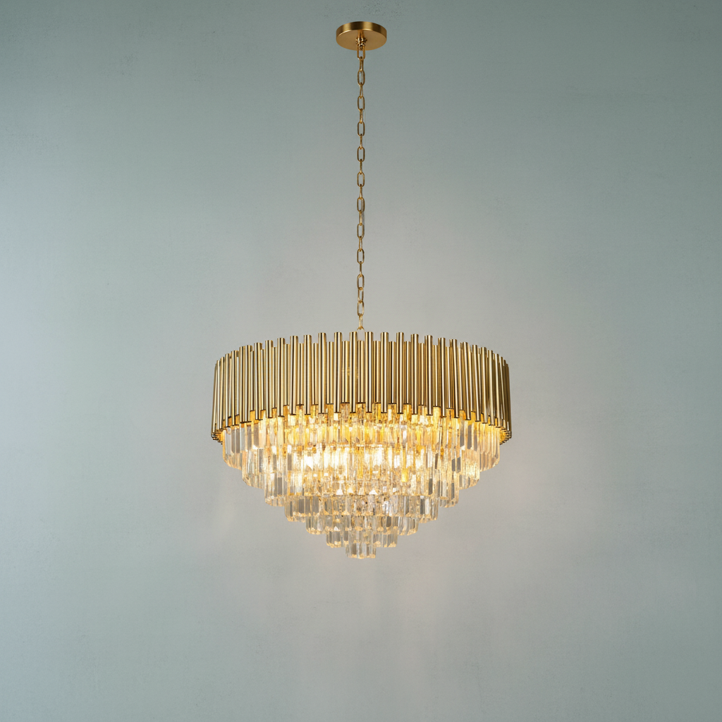 Luster Gaze Radiant Cascade Crystal Chandelier - Background Shot