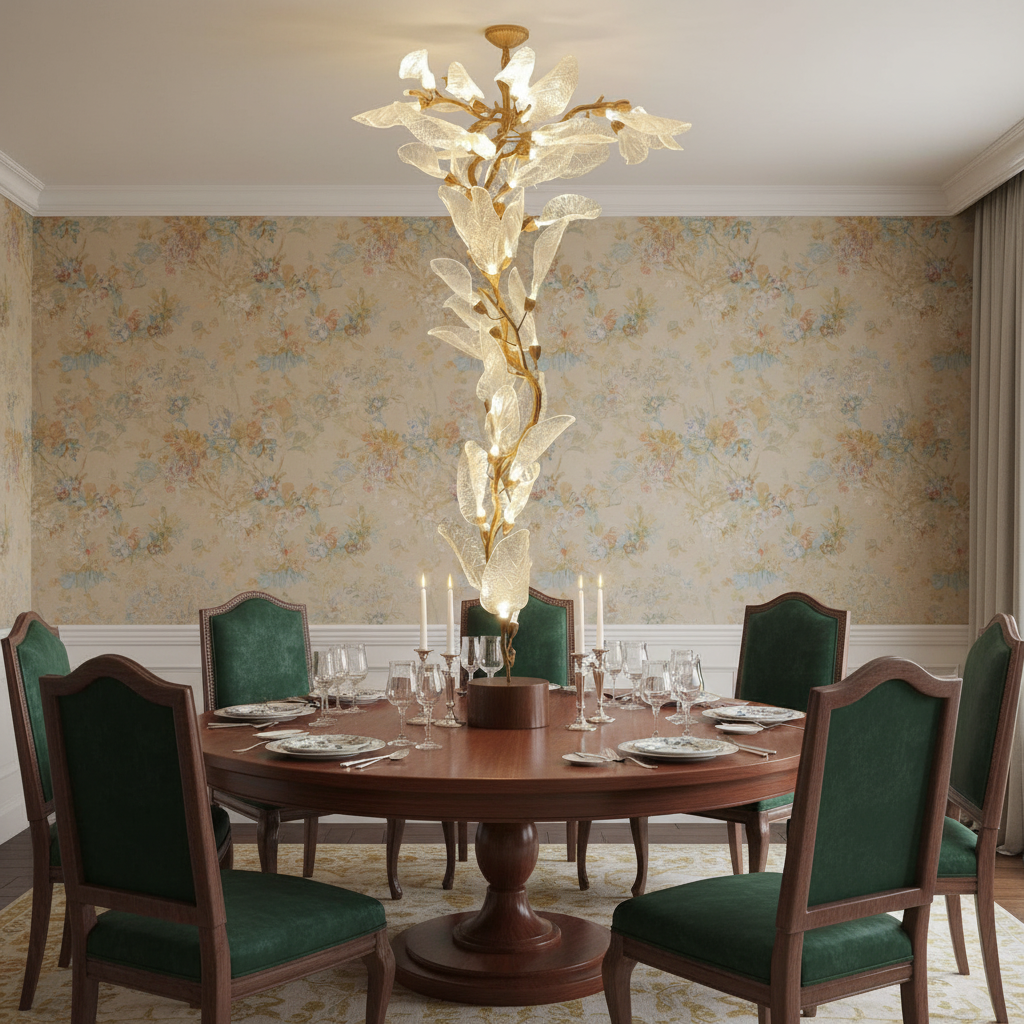 Luster Gaze Verdant Petal Resin Chandelier - formal American dining room
