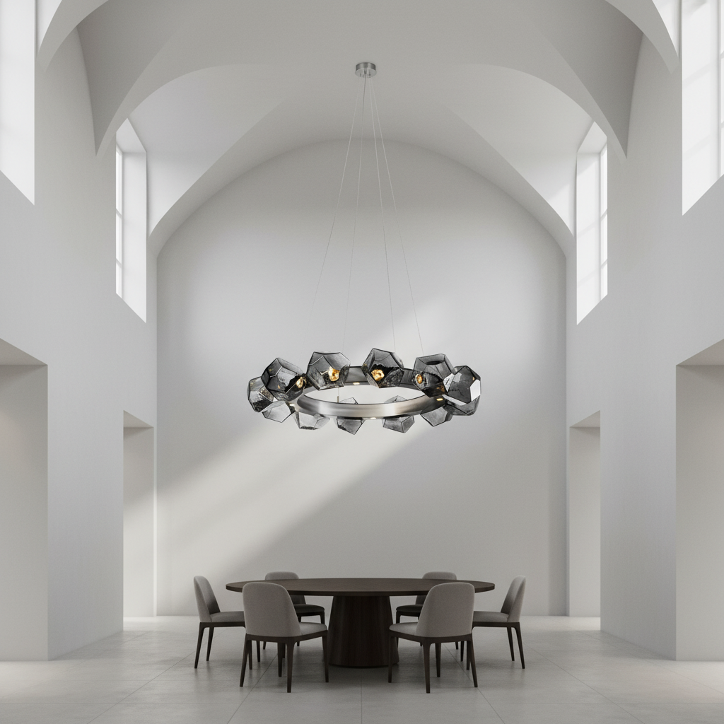 Luster Gaze Aura Disc Modern LED Chandelier - Background Shot