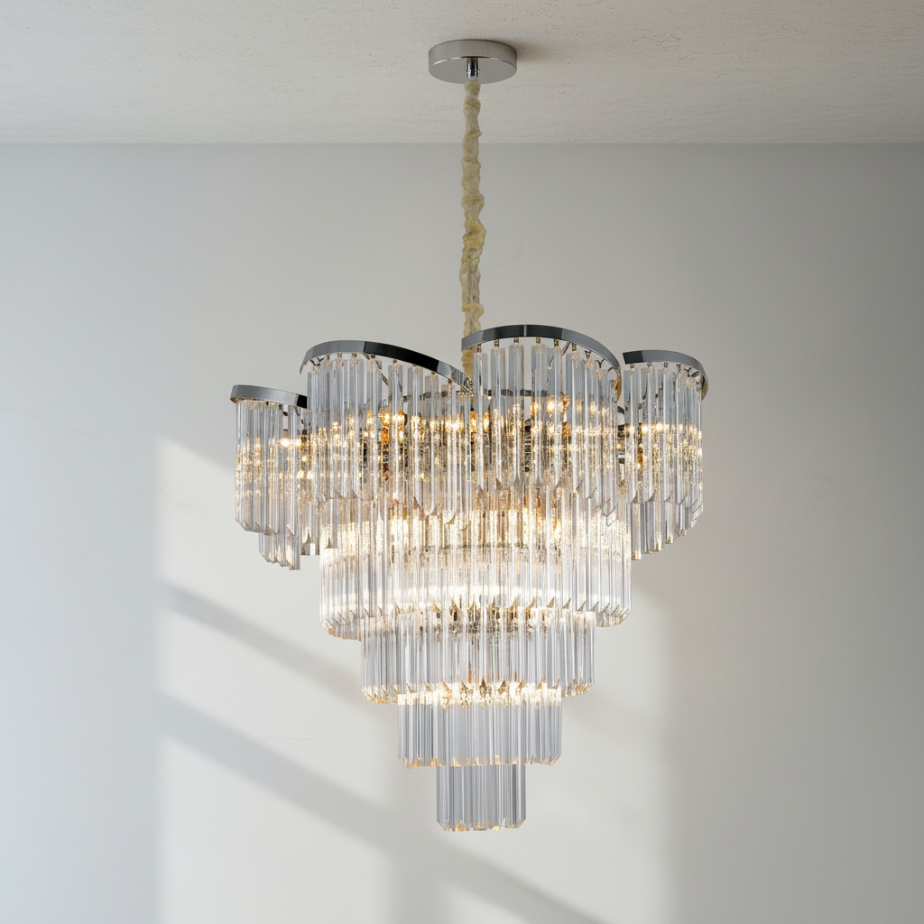 Luster Gaze Radiant Bloom Round Crystal Chandelier - Background Shot