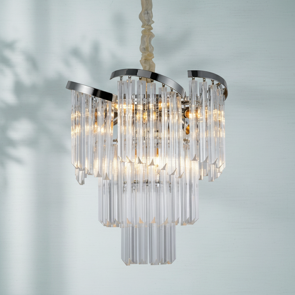 Luster Gaze Radiant Bloom Round Crystal Chandelier - Background Shot