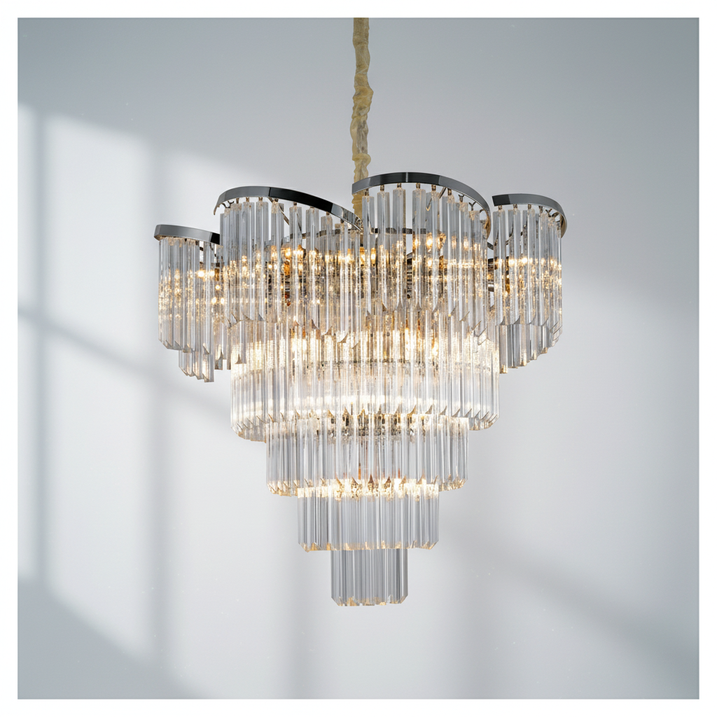 Luster Gaze Twin Palms Round Crystal Chandelier - Studio Shot