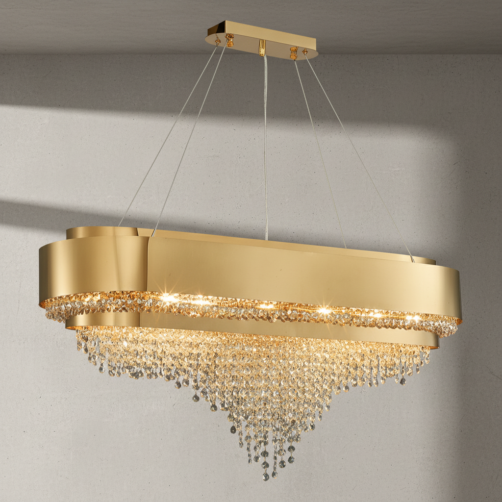 Luster Gaze Radiant Aura Oval K9 Crystal Chandelier - Background Shot