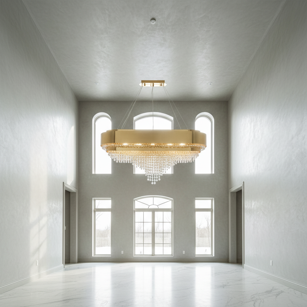 Luster Gaze Radiant Aura Oval K9 Crystal Chandelier - Background Shot