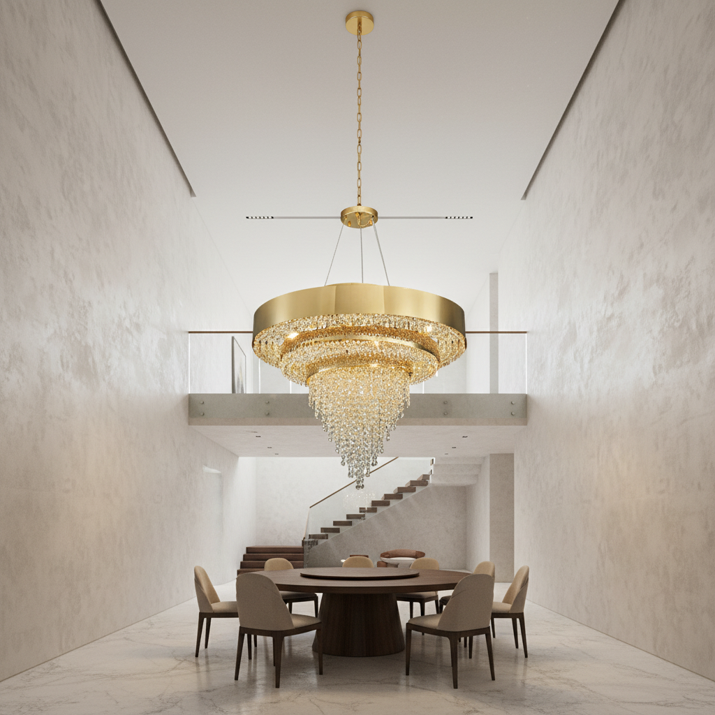 Luster Gaze Radiant Aura Oval K9 Crystal Chandelier - Background Shot