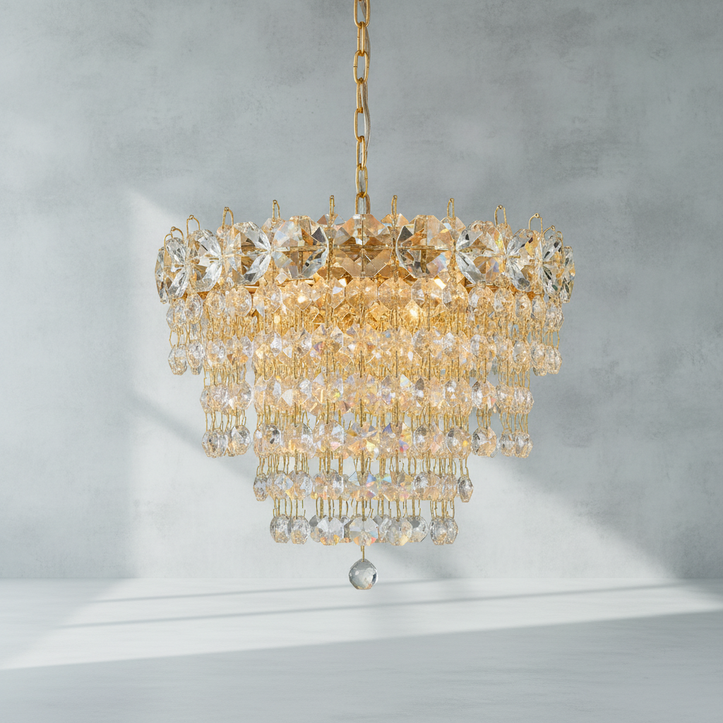 Luster Gaze Radiant Aura Oval K9 Crystal Chandelier - Background Shot