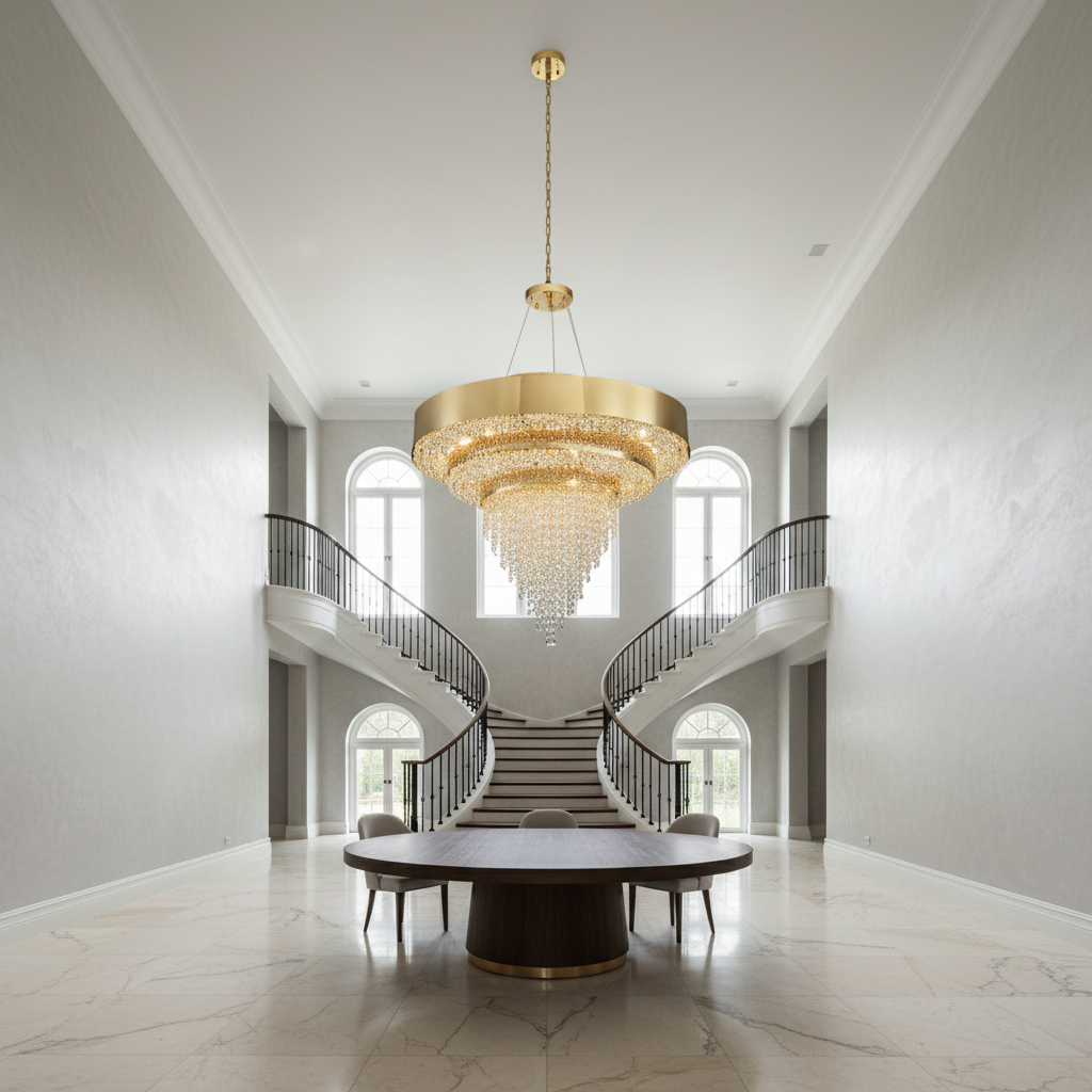 Luster Gaze Radiant Aura Oval K9 Crystal Chandelier - Background Shot