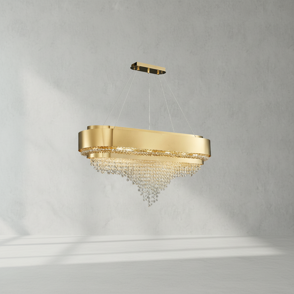 Luster Gaze Radiant Aura Oval K9 Crystal Chandelier - Background Shot
