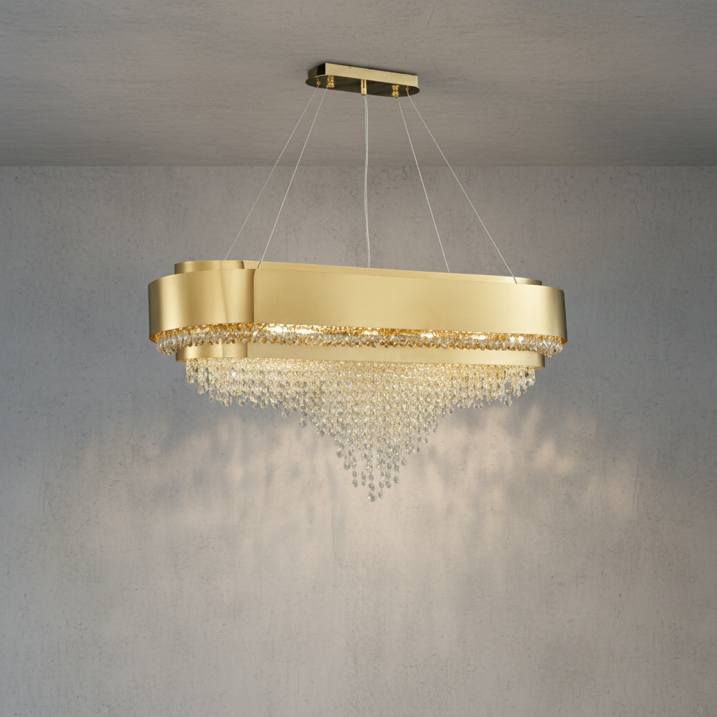 Luster Gaze Radiant Aura Oval K9 Crystal Chandelier - Background Shot