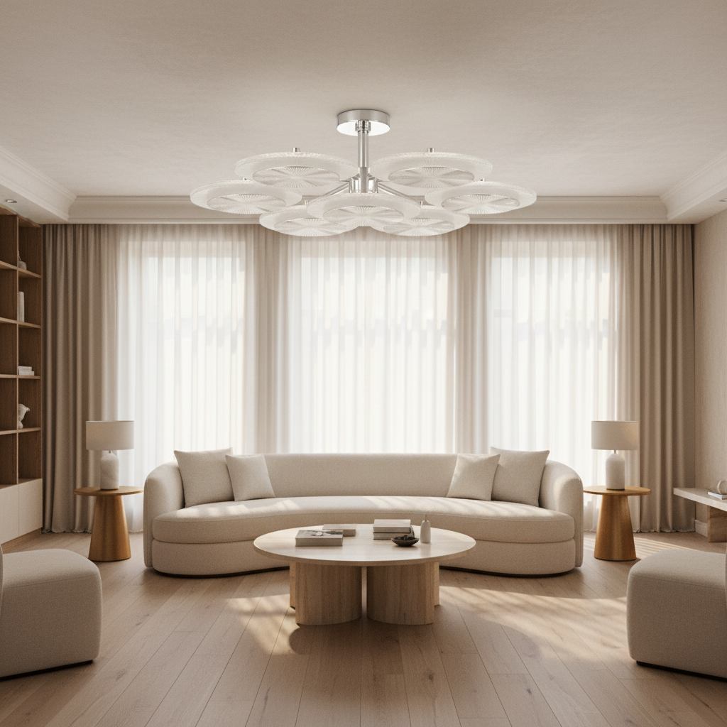 Luster Gaze Glacial Radiance Round Chandelier - sophisticated American living room