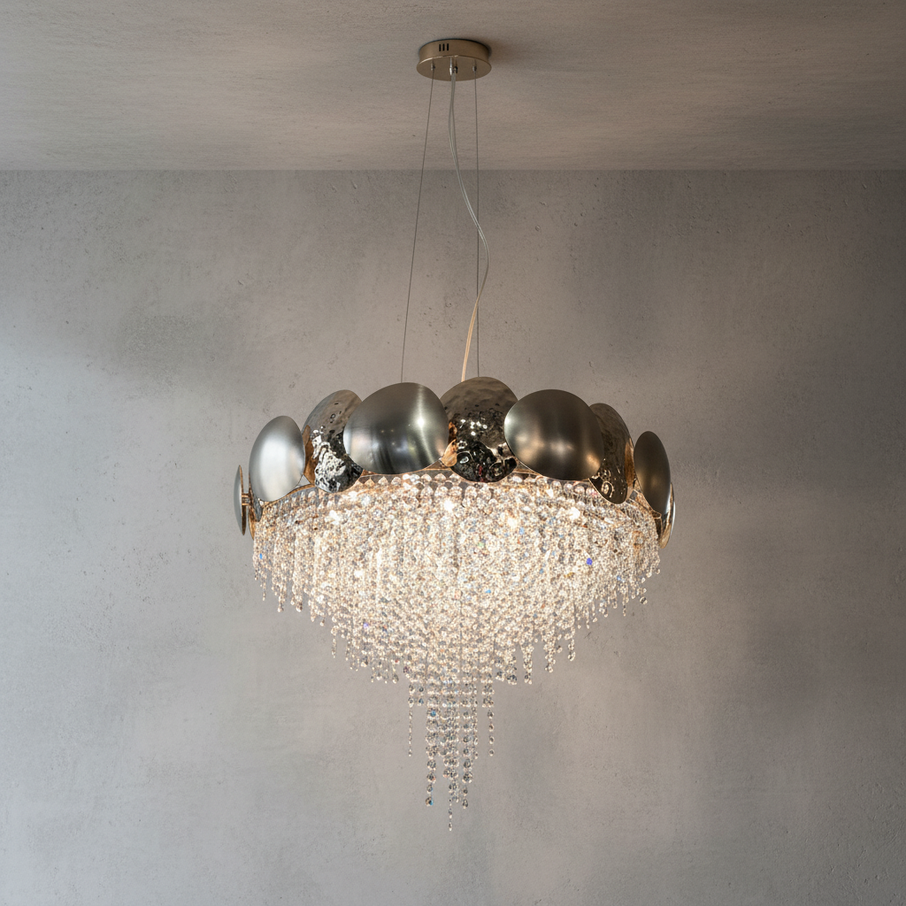 Luster Gaze Radiant Bloom Round Crystal Chandelier - Background Shot