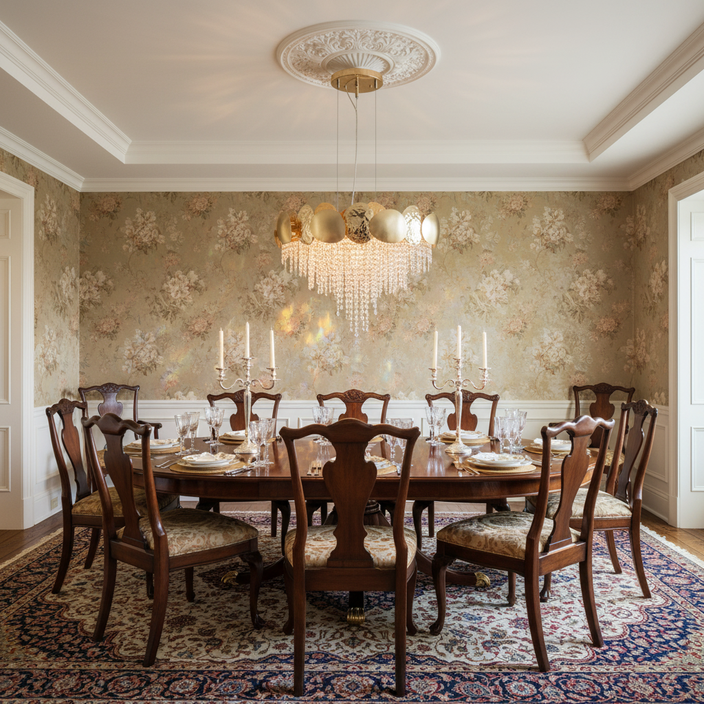 Luster Gaze Radiant Bloom Round Crystal Chandelier - formal American dining room