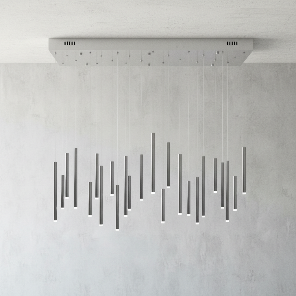 Luster Gaze Aura Cascade Rectangular Pendant Chandelier - Background Shot