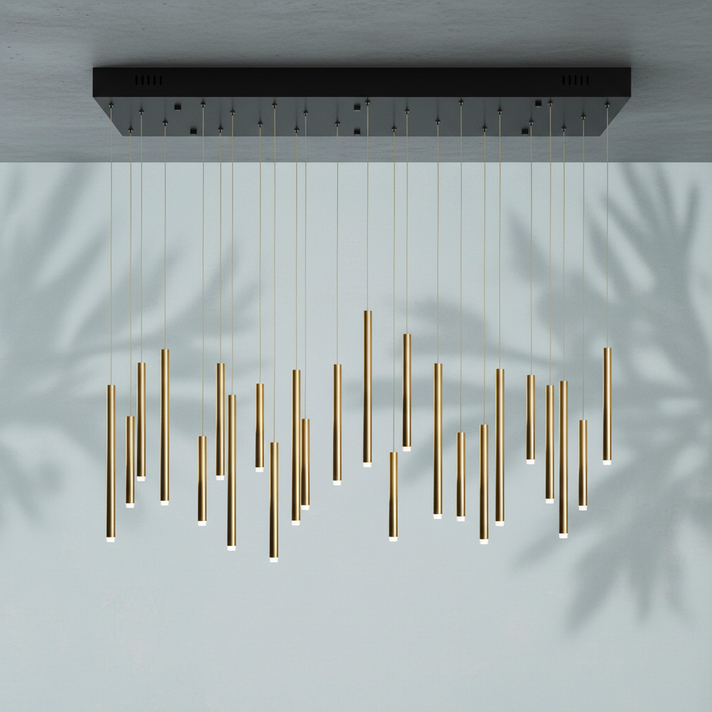 Luster Gaze Aura Cascade Rectangular Pendant Chandelier - Background Shot