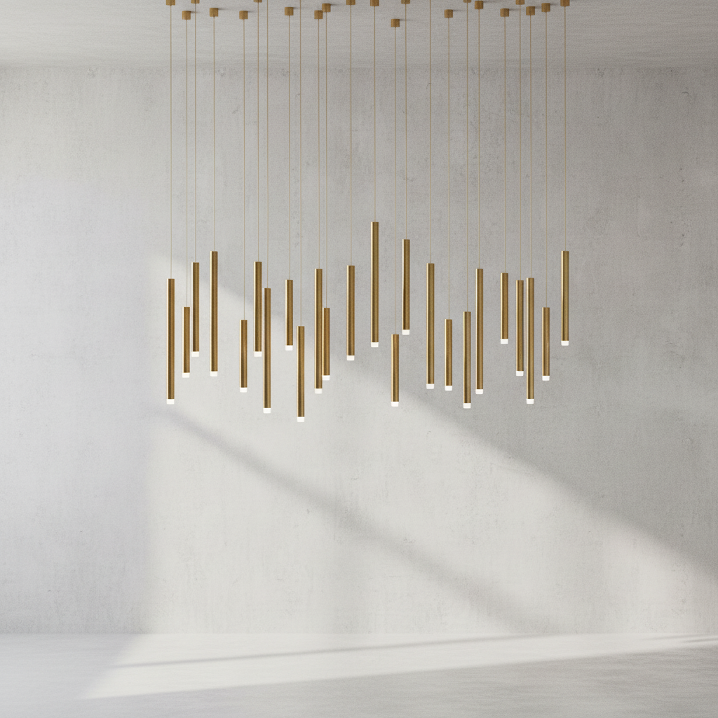 Luster Gaze Aura Cascade Rectangular Pendant Chandelier - Background Shot
