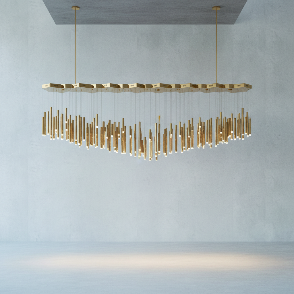 Luster Gaze Aura Cascade Rectangular Pendant Chandelier - Background Shot