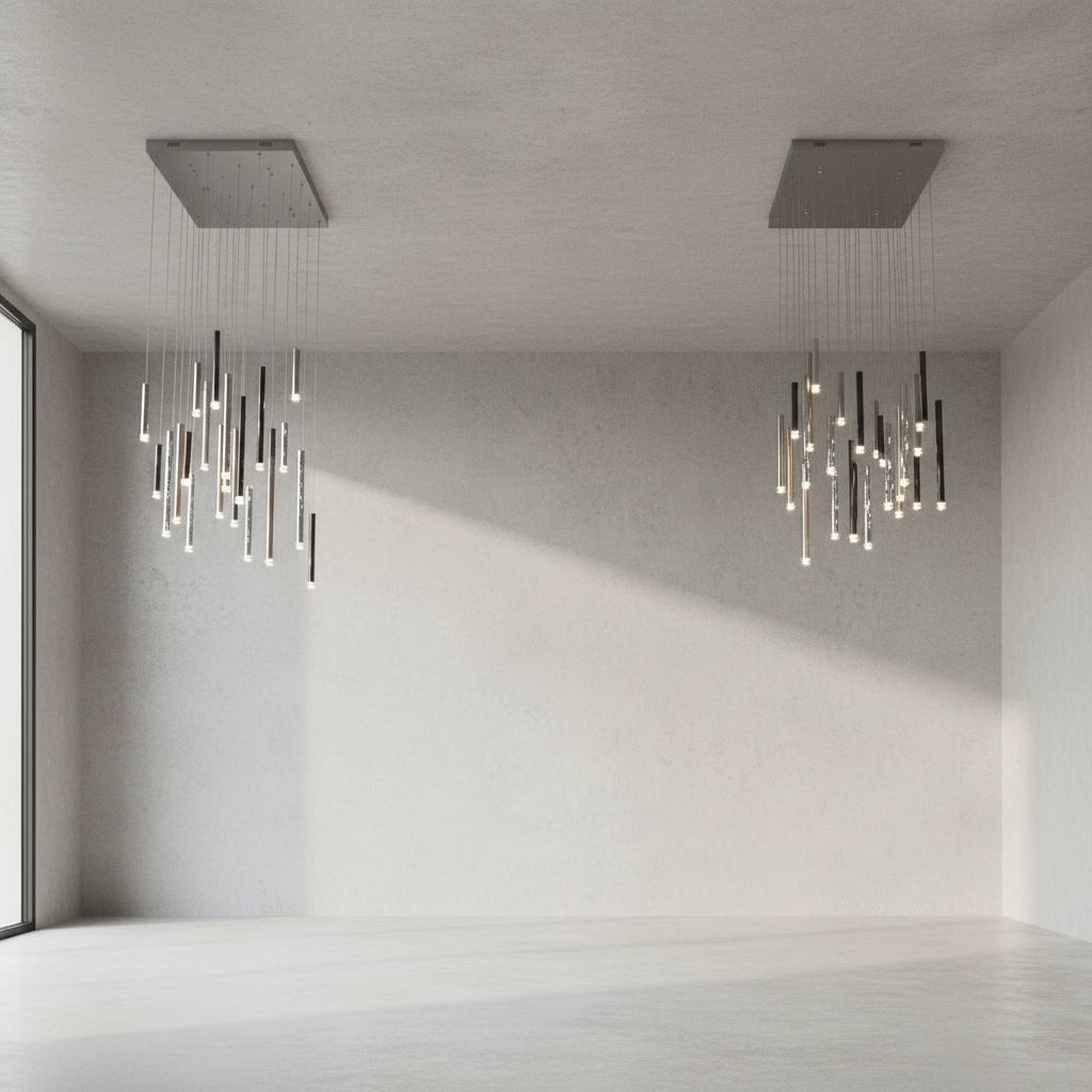 Luster Gaze Aura Cascade Rectangular Pendant Chandelier - Background Shot