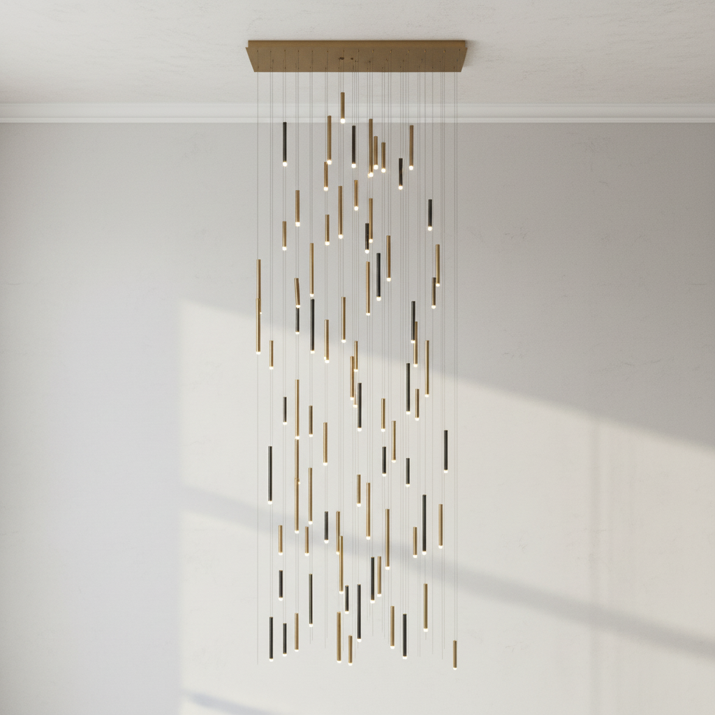 Luster Gaze Aura Cascade Rectangular Pendant Chandelier - Background Shot