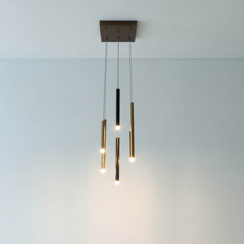 Luster Gaze Aura Cascade Rectangular Pendant Chandelier - Background Shot
