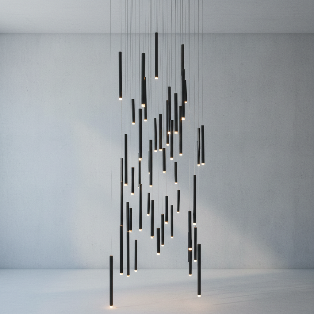 Luster Gaze Aura Cascade Rectangular Pendant Chandelier - Background Shot