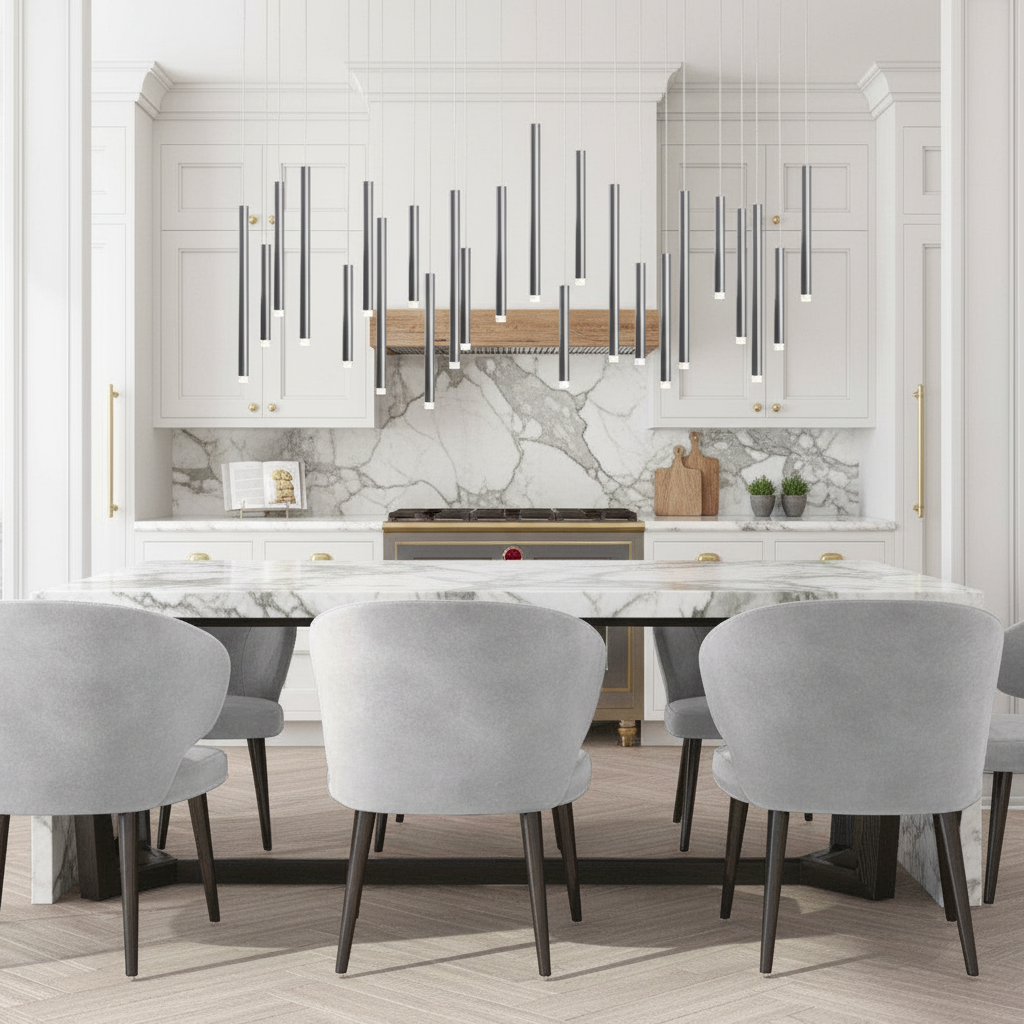 Luster Gaze Aura Cascade Rectangular Pendant Chandelier - upscale American kitchen
