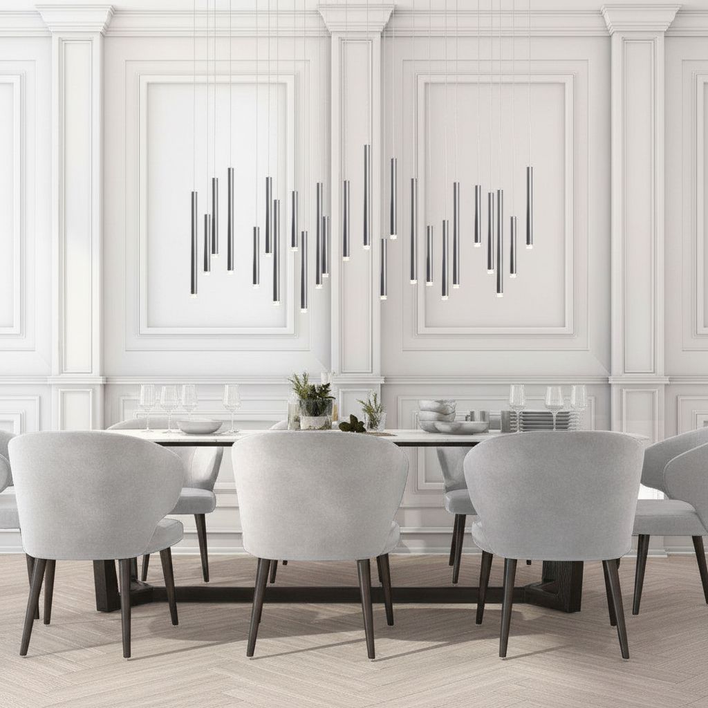 Luster Gaze Aura Cascade Rectangular Pendant Chandelier - formal American dining room