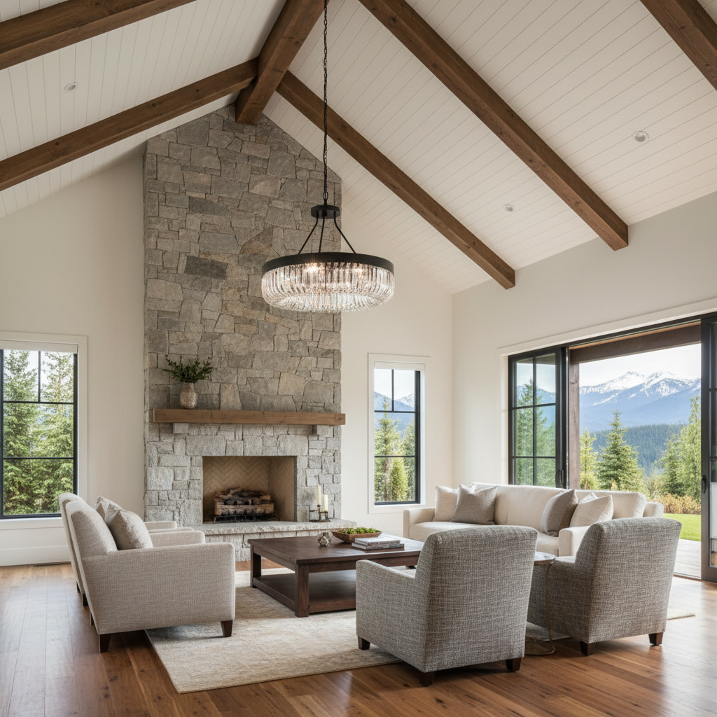 Luster Gaze Regal Radiance 1-Tier 8-Light Round Chandelier - American transitional great room with cathedral ceiling